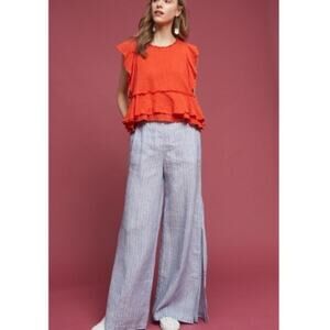 Anthropologie Maeve Cascade Tiered Shell Ruffle Valentine Red Women Size Small